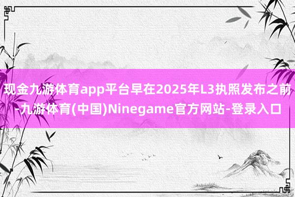现金九游体育app平台早在2025年L3执照发布之前-九游体育(中国)Ninegame官方网站-登录入口