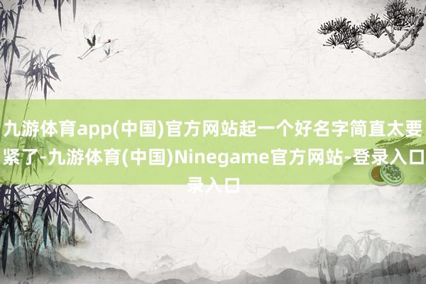 九游体育app(中国)官方网站起一个好名字简直太要紧了-九游体育(中国)Ninegame官方网站-登录入口